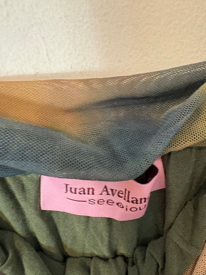 JUAN AVELLANEDA. Vestido largo tul elástico
