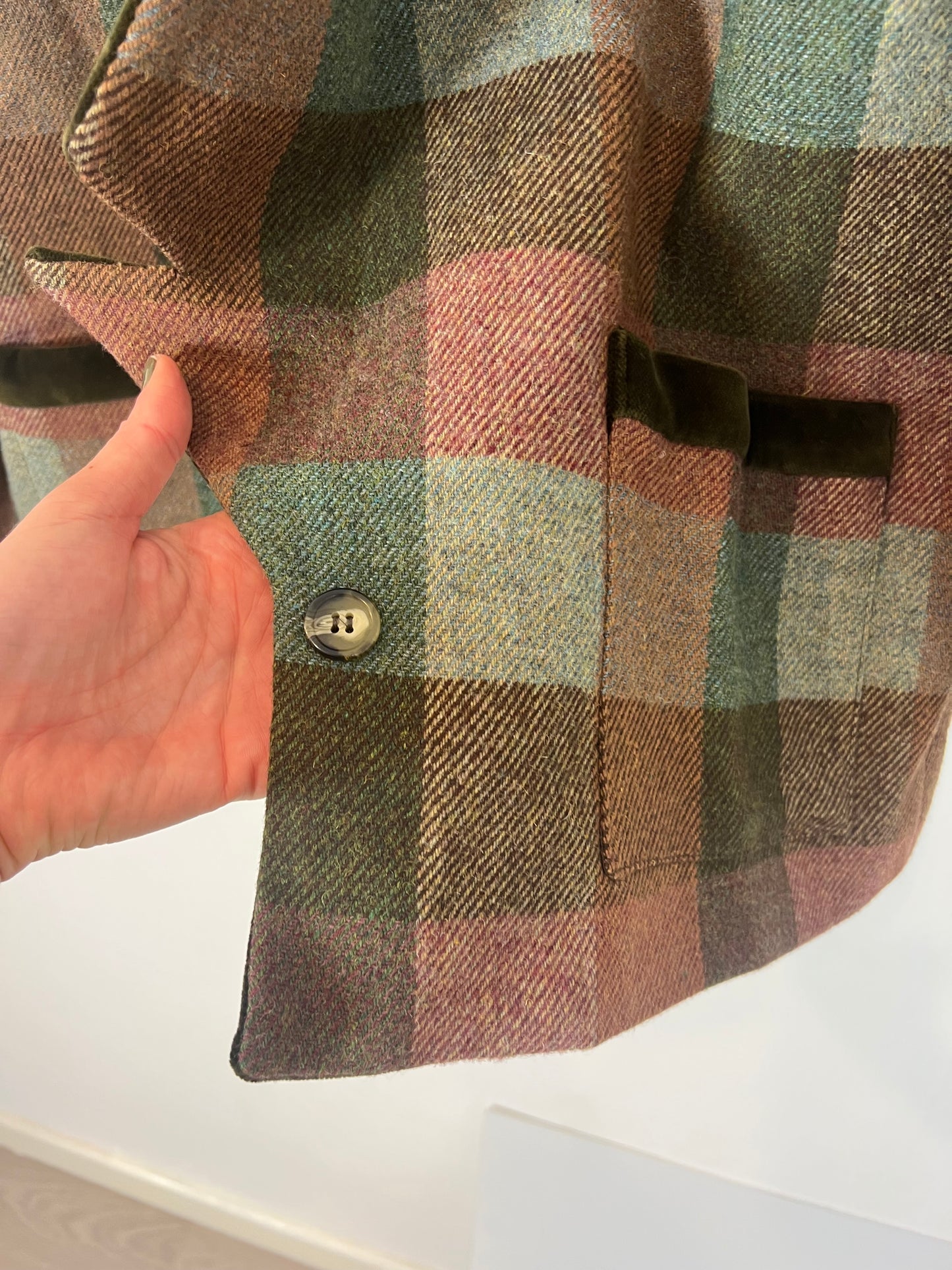 BYAN. Blazer cuadros lana con detalles en terciopelo. T S