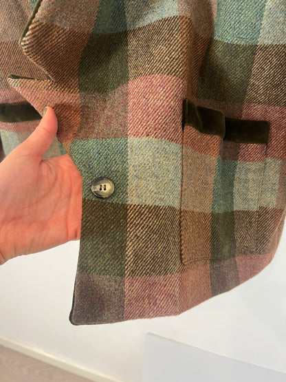 BYAN. Blazer cuadros lana con detalles en terciopelo. T S