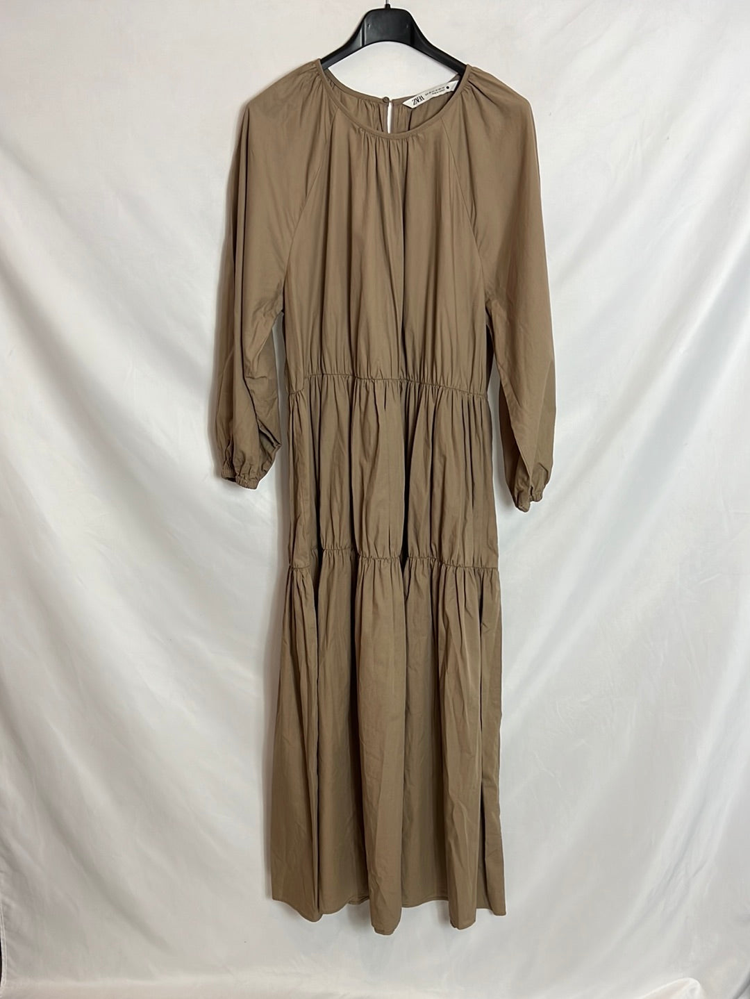 ZARA. Oversized brown midi dress. Size XS