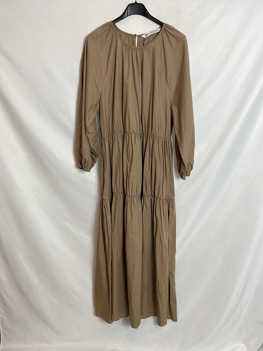 ZARA. Oversized brown midi dress. Size XS