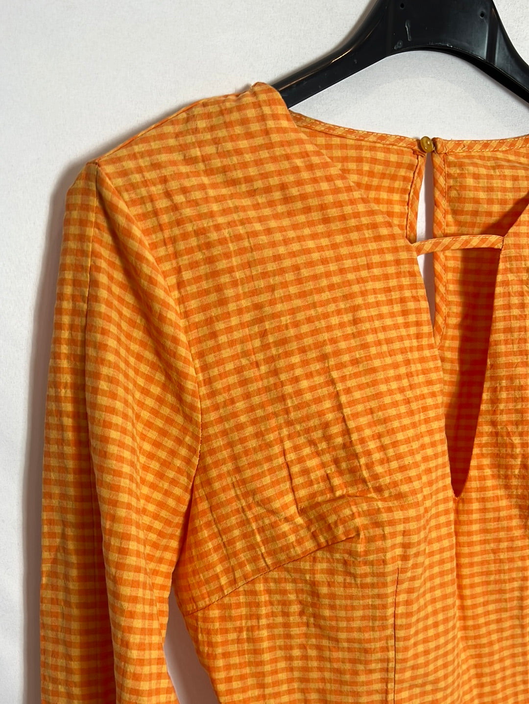 BERSHKA. Top naranja vichy. T S