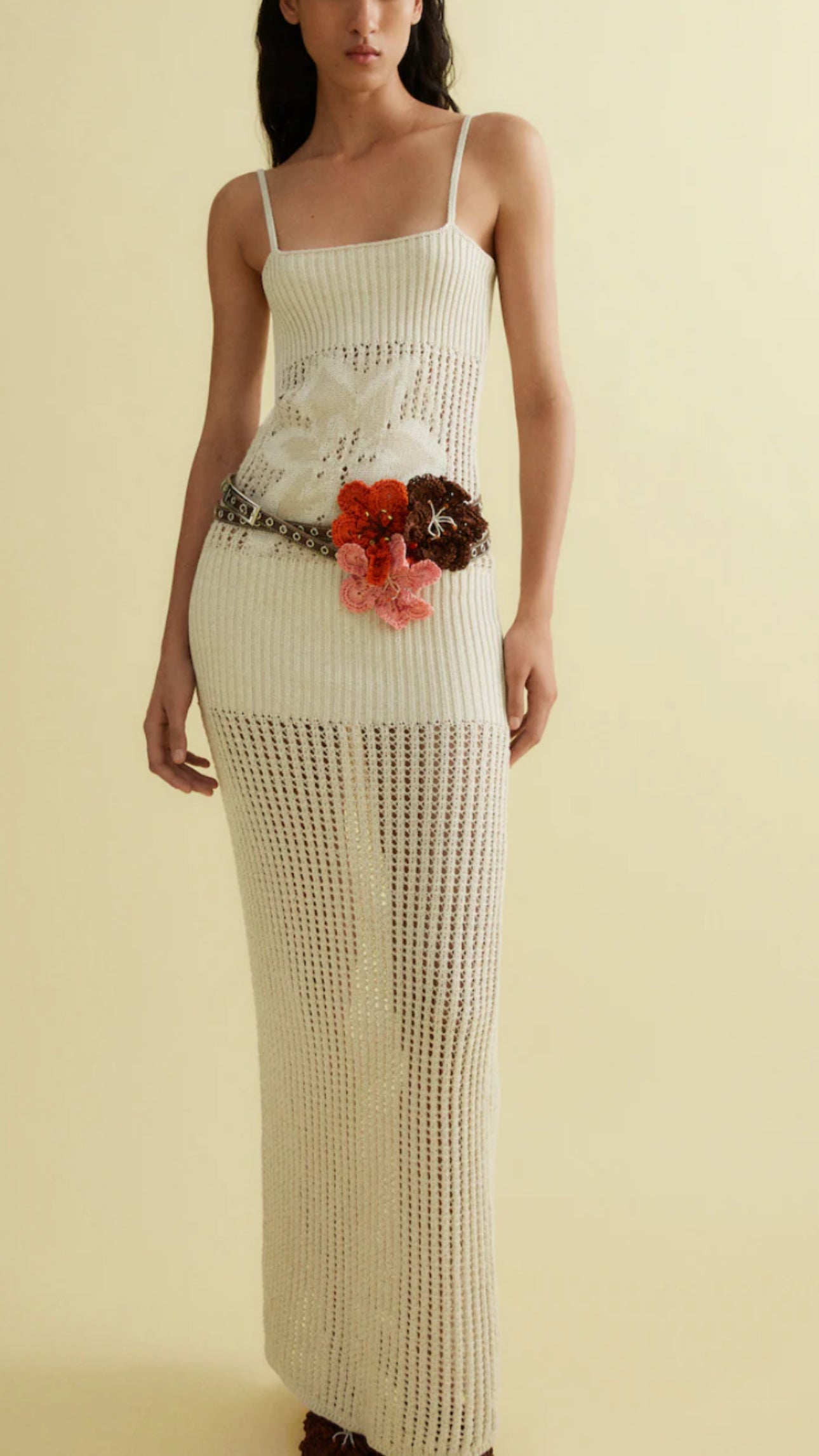 SIEDRÉS X MANGO. Vestido largo troquelado punto