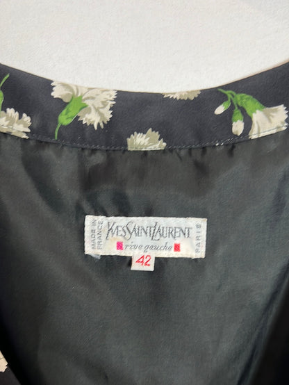 YVESSAINTLAURENT. Vestido midi vintage flores. T 42