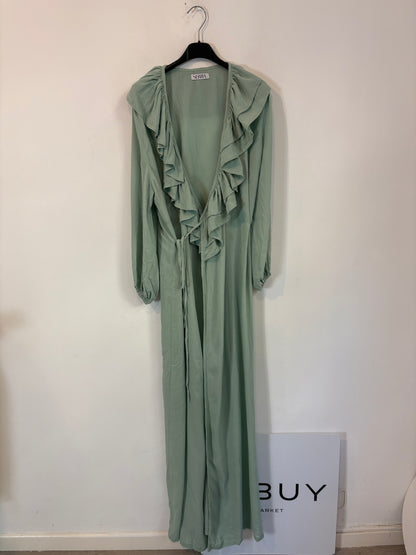 SERRA. Vestido maxi cruzado verde agua