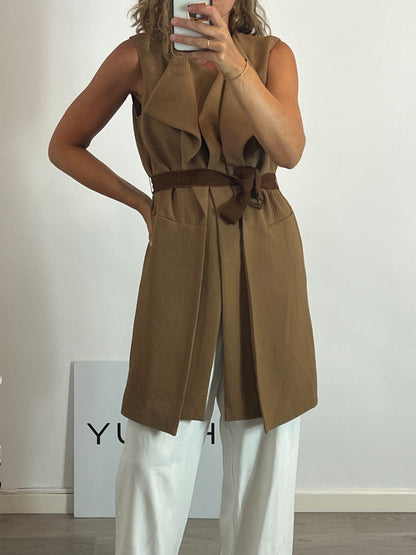 MAX&CO. Chaleco marrón textura. T 40