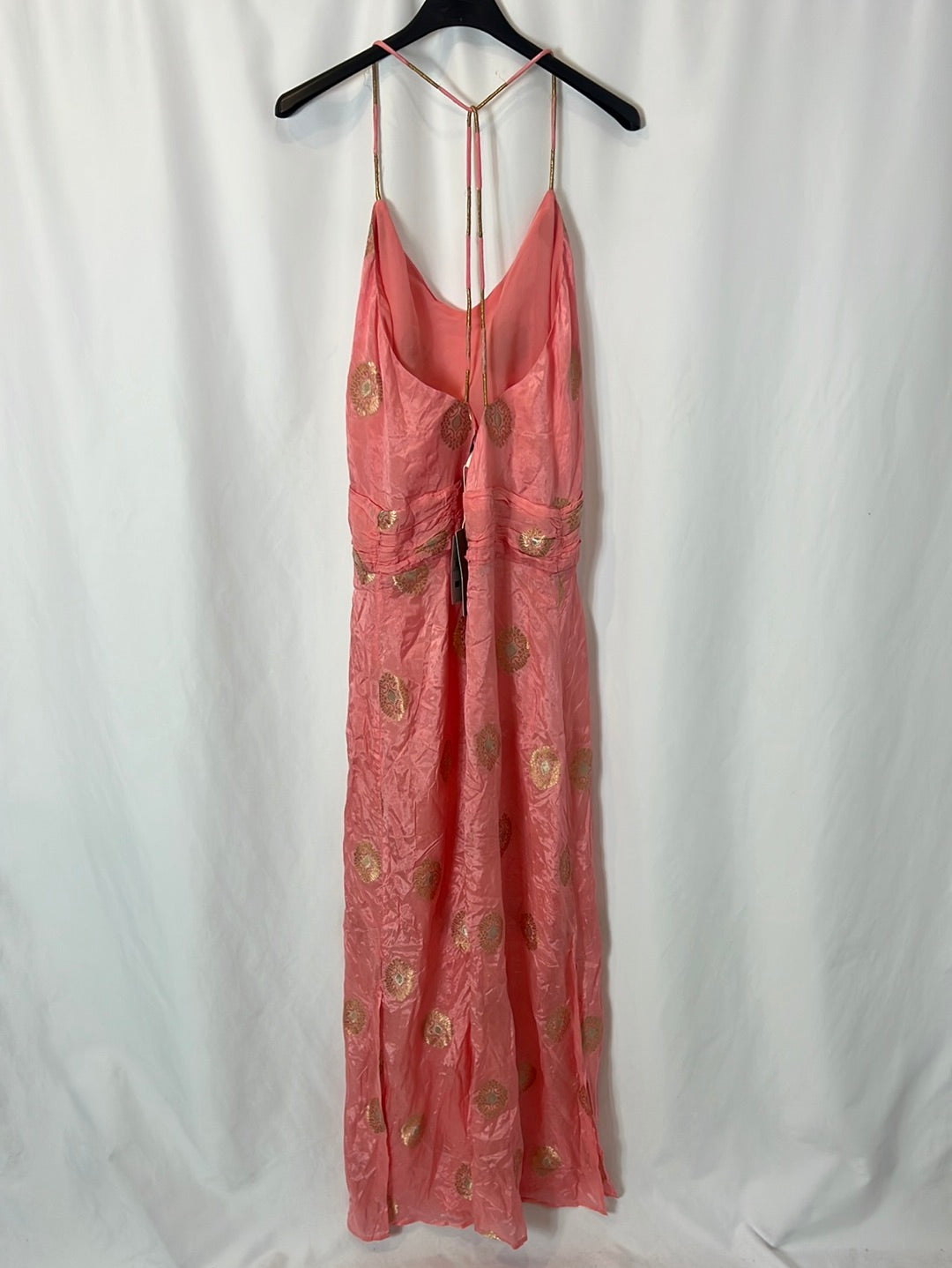 INTROPIA. Long embroidered coral dress Tm