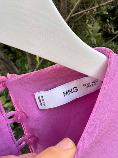 MANGO. Vestido largo capa asimétrica