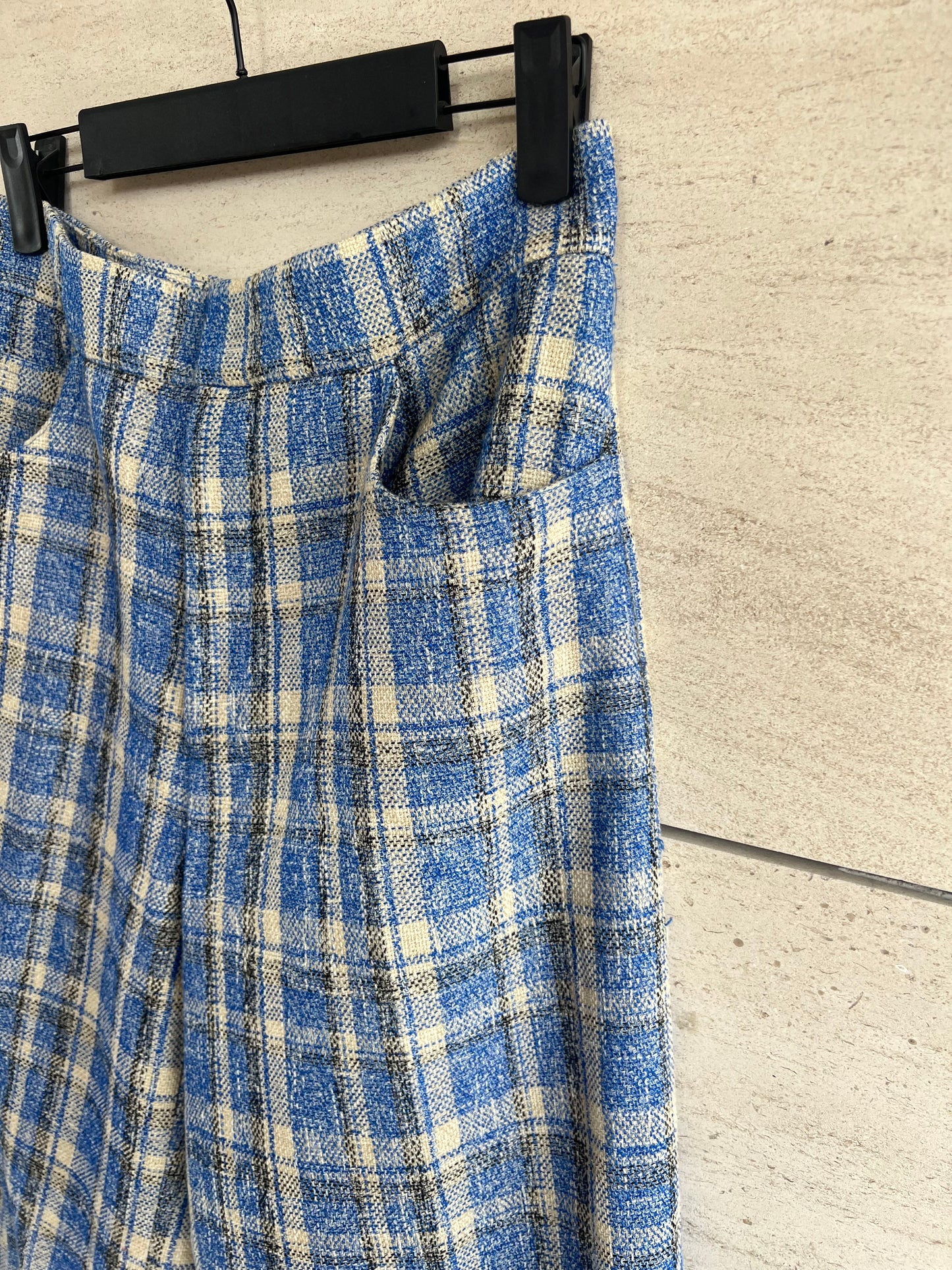 ZARA. Textured checked wide-leg trousers, XS