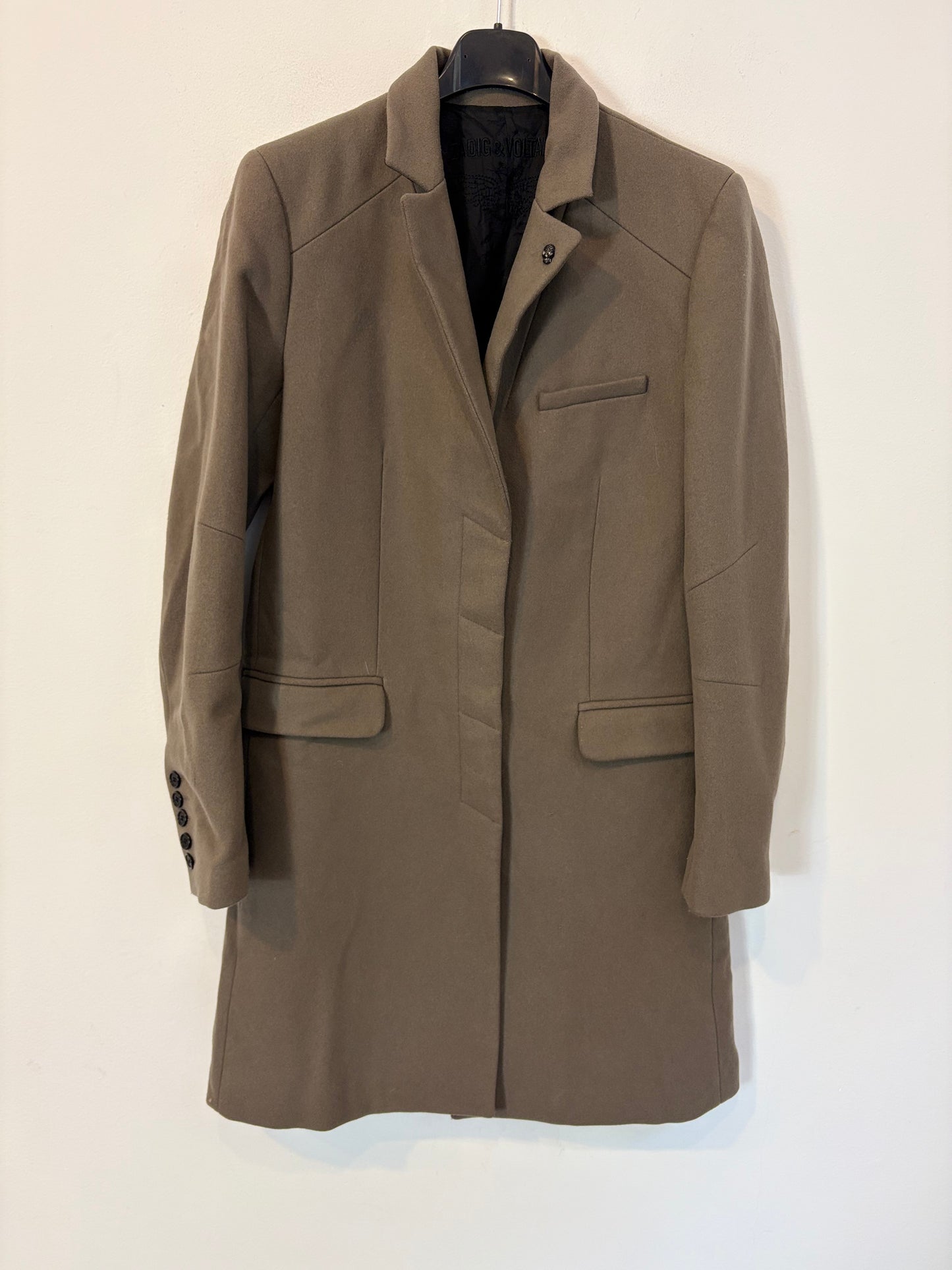 ZADIG & VOLTAIRE. Abrigo verde lana y cashmere