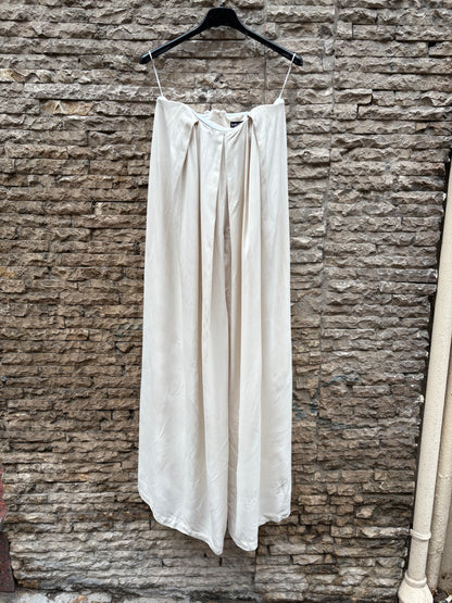 MANGO. Vestido midi beige palabra honor