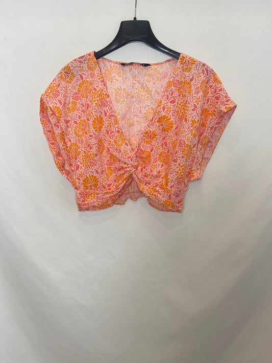 ZARA. Top naranja estampado T.S
