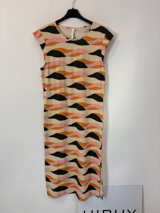 FRAMBUÁ. Vestido midi estampado elástico. T M