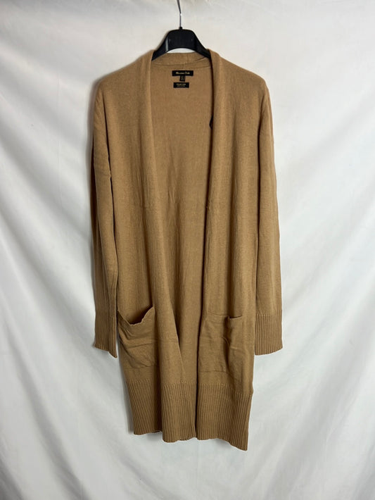 MASSIMO DUTTI . Cárdigan lana largo camel. T M