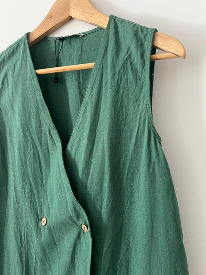 MANGO. Chaleco verde fluido