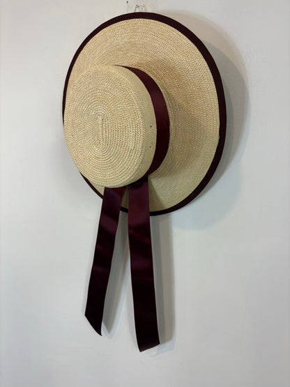 GIULIANA LONGO. Canotier veneciano lazo burdeos