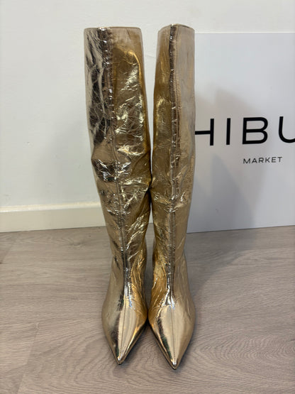 ZARA. Botas altas metalizadas