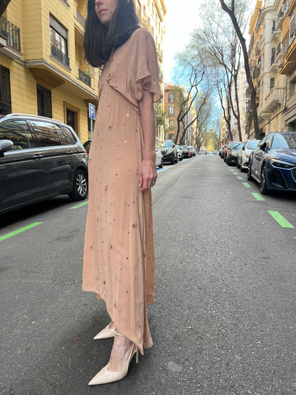 ZARA. Vestido gasa detalles lentejuelas