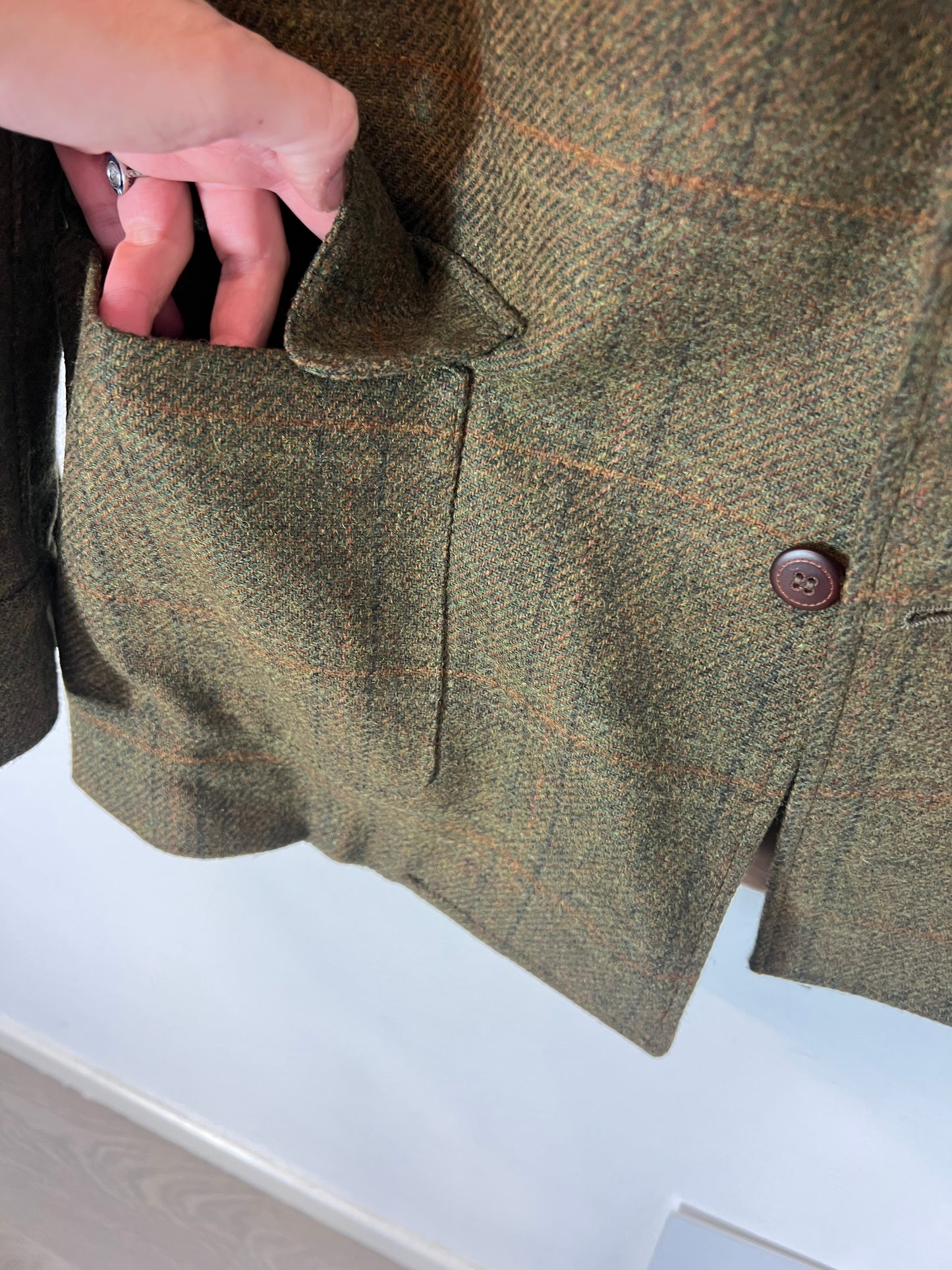 CANALEJAS. Blazer lana verde jaspeada. T 50(l)