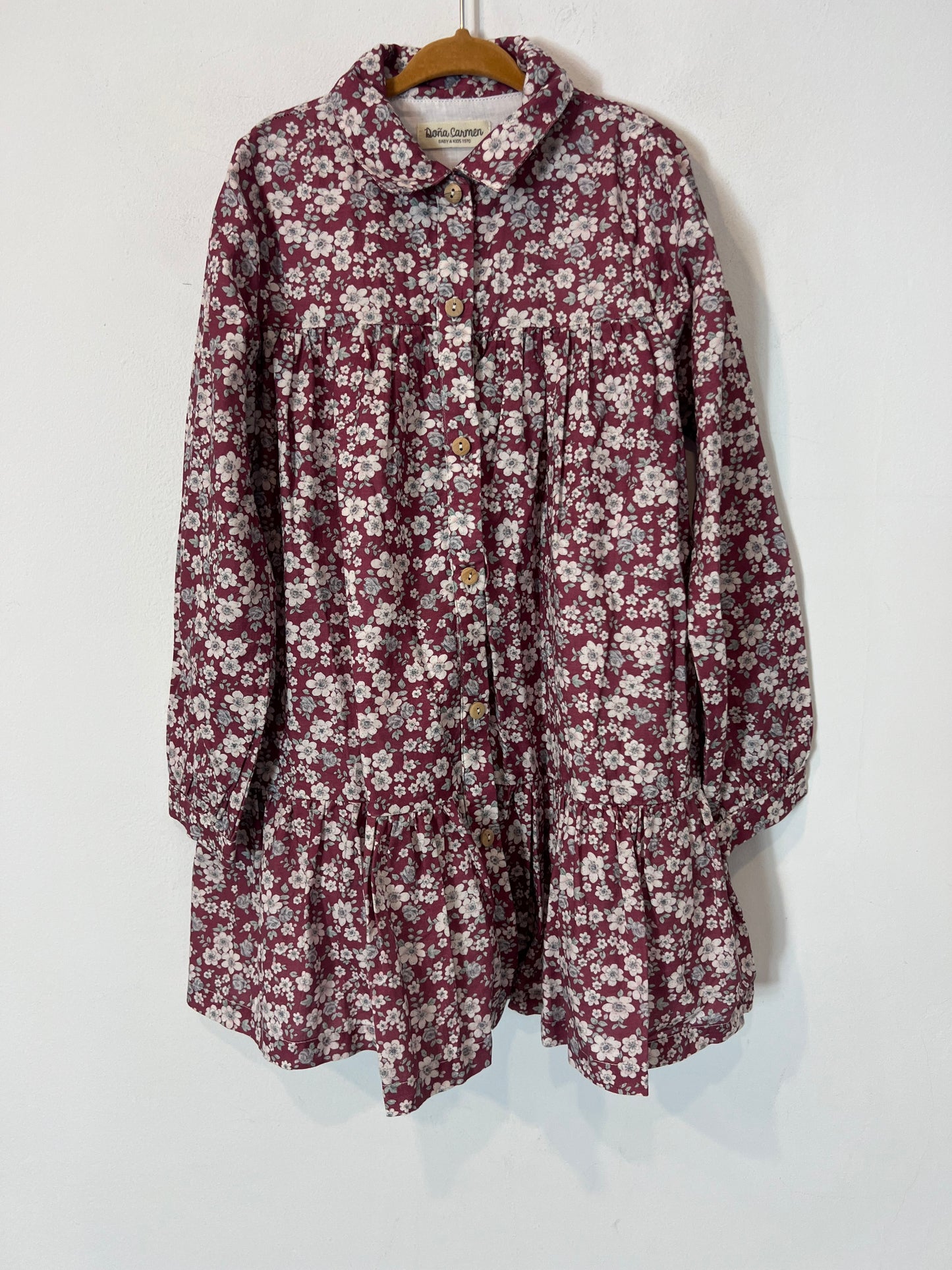 DOÑA CARMEN. Buttoned floral print dress, size 8