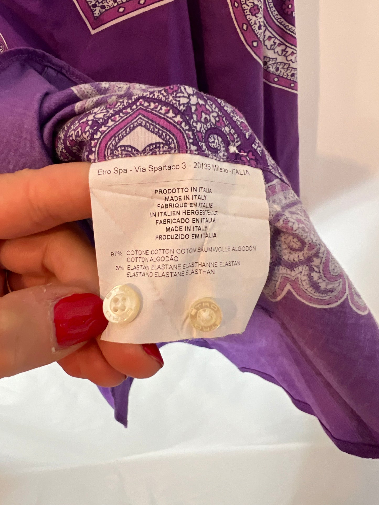 ETRO. White floral purple shirt S.38(xs)