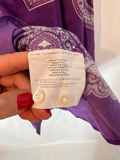 ETRO. White floral purple shirt S.38(xs)