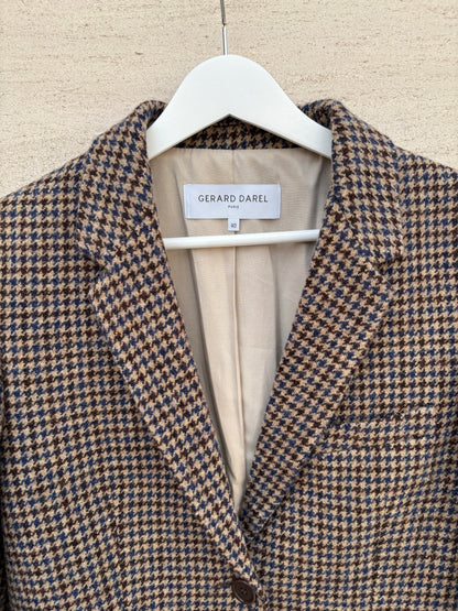 GERARD DAREL. Blazer 100% lana burdeos y azules