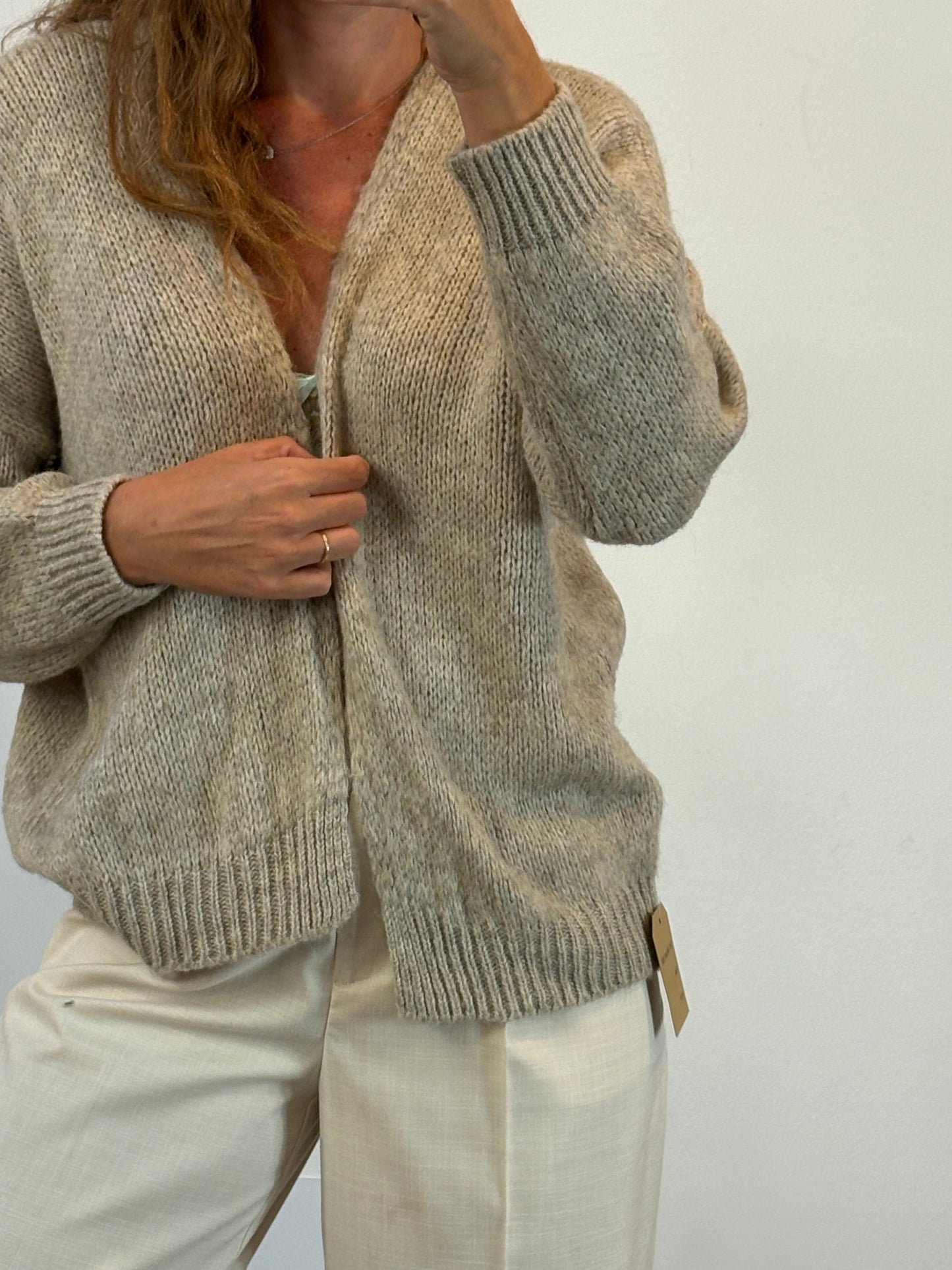 OTHERS. Mottled beige knit jacket. TS/M