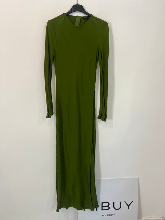 MASSIMO DUTTI. Vestido largo verde T.s
