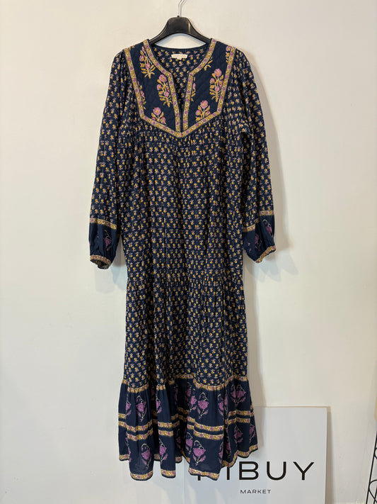 LOUISE MISHA. Vestido largo azul estampado