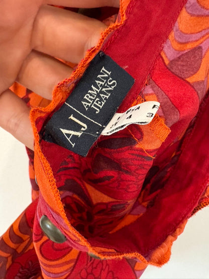 ARMANI JEANS. Top seda vintage estampado floral