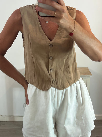 N DE NUBE. Chaleco beige botones T.u(s/m)