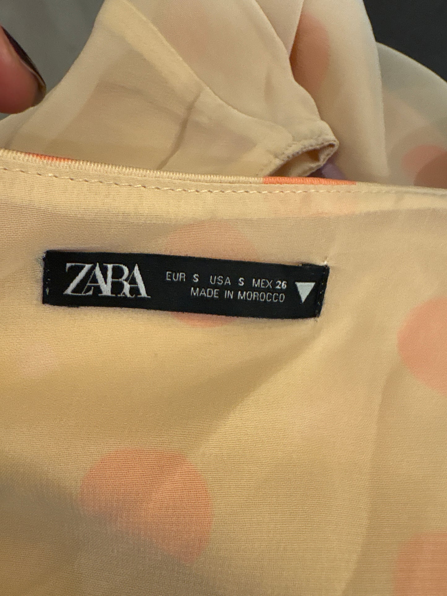ZARA. Satin polka dot top with crossover back. TS