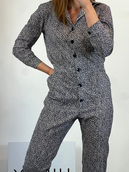 JULISE MAGON. Mono largo estampado azul. T S