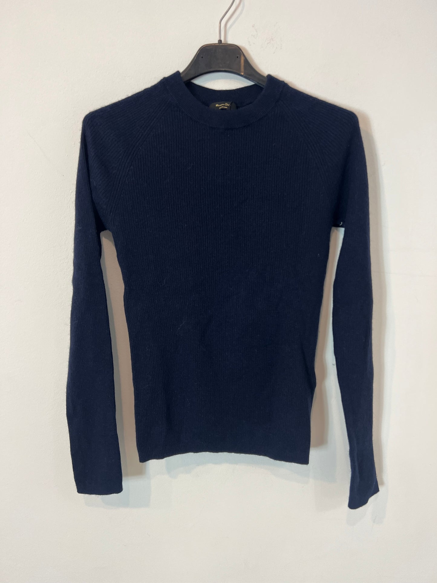 MASSIMO DUTTI. Jersey azul canalé mezcla . T S