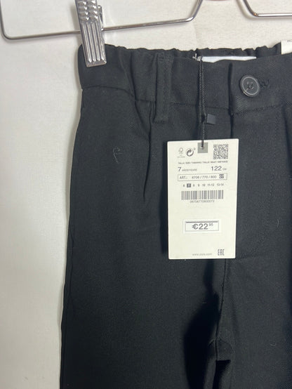 ZARA. Black chino-style fleece trousers. Size 7 years.