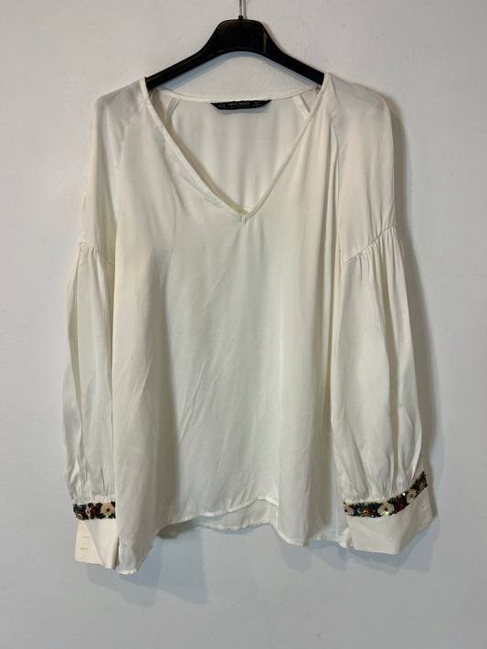 ZARA. Satin blouse with cuff detail. Size XS