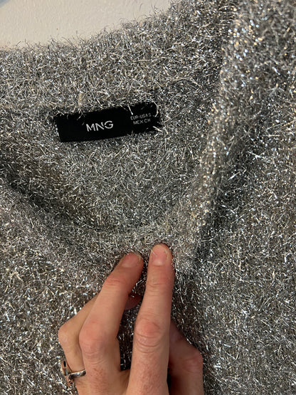 MANGO. Jersey plateado textura