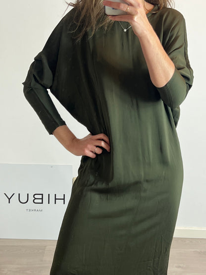 ZARA. Vestido largo verde T.m