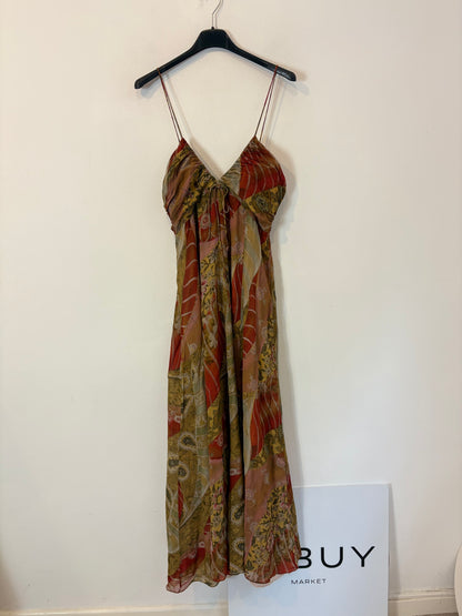 ZARA. Vestido midi vaporoso estamapdo