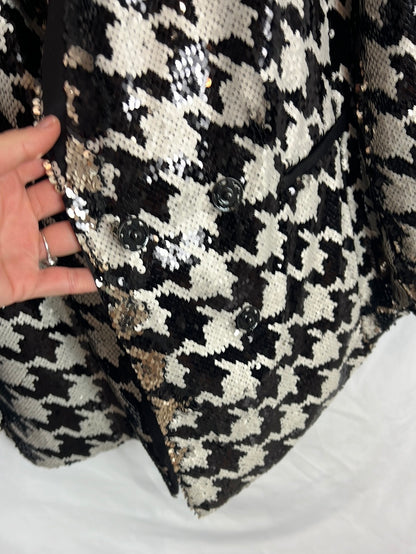 TOPSHOP. Houndstooth Sequin Blazer. TM