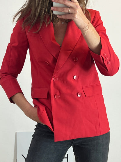 &amp;OTHER STORIES. Red double-breasted blazer with wool S 36