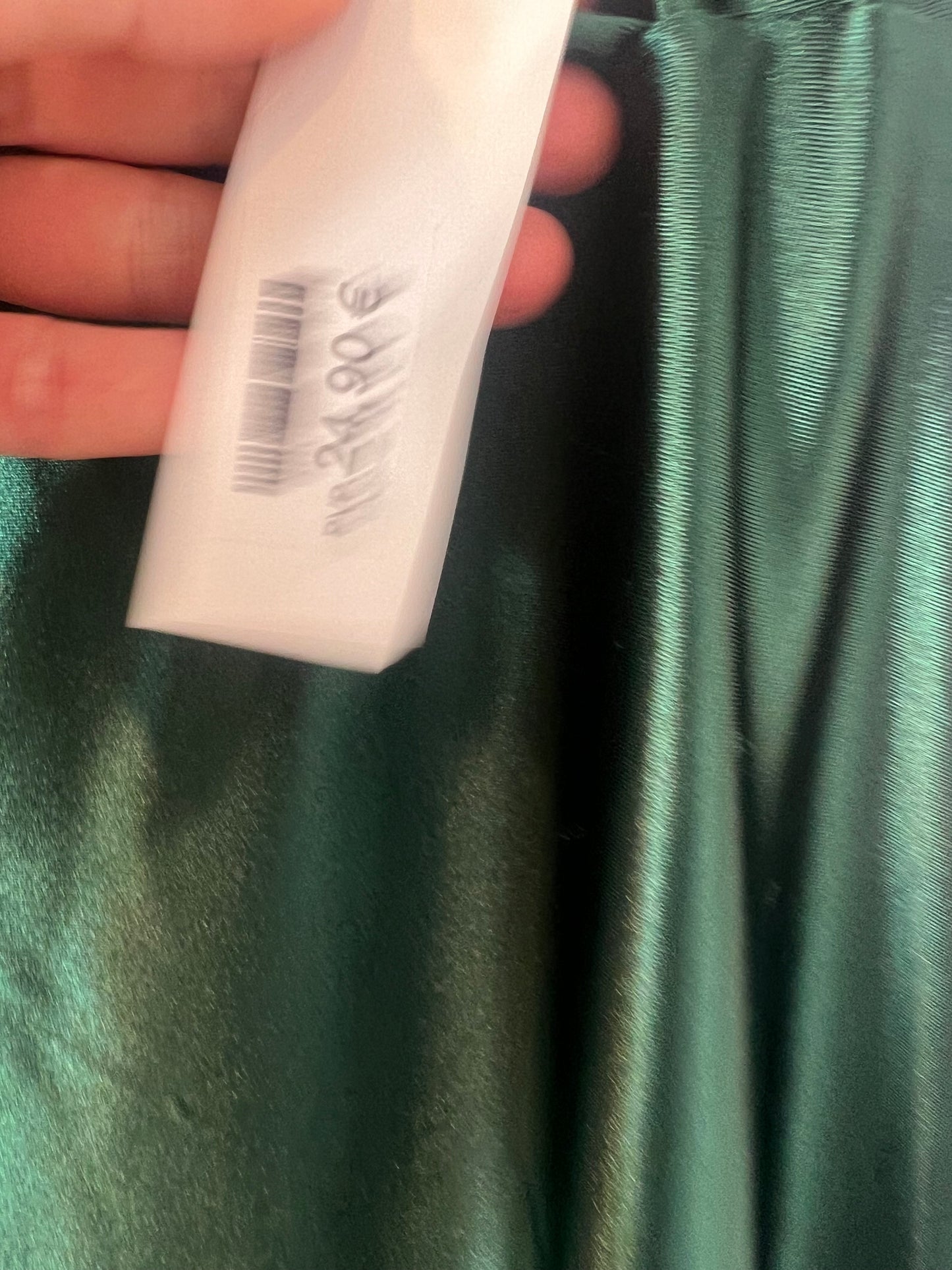 OTHERS. Green satin midi skirt. TS/ M