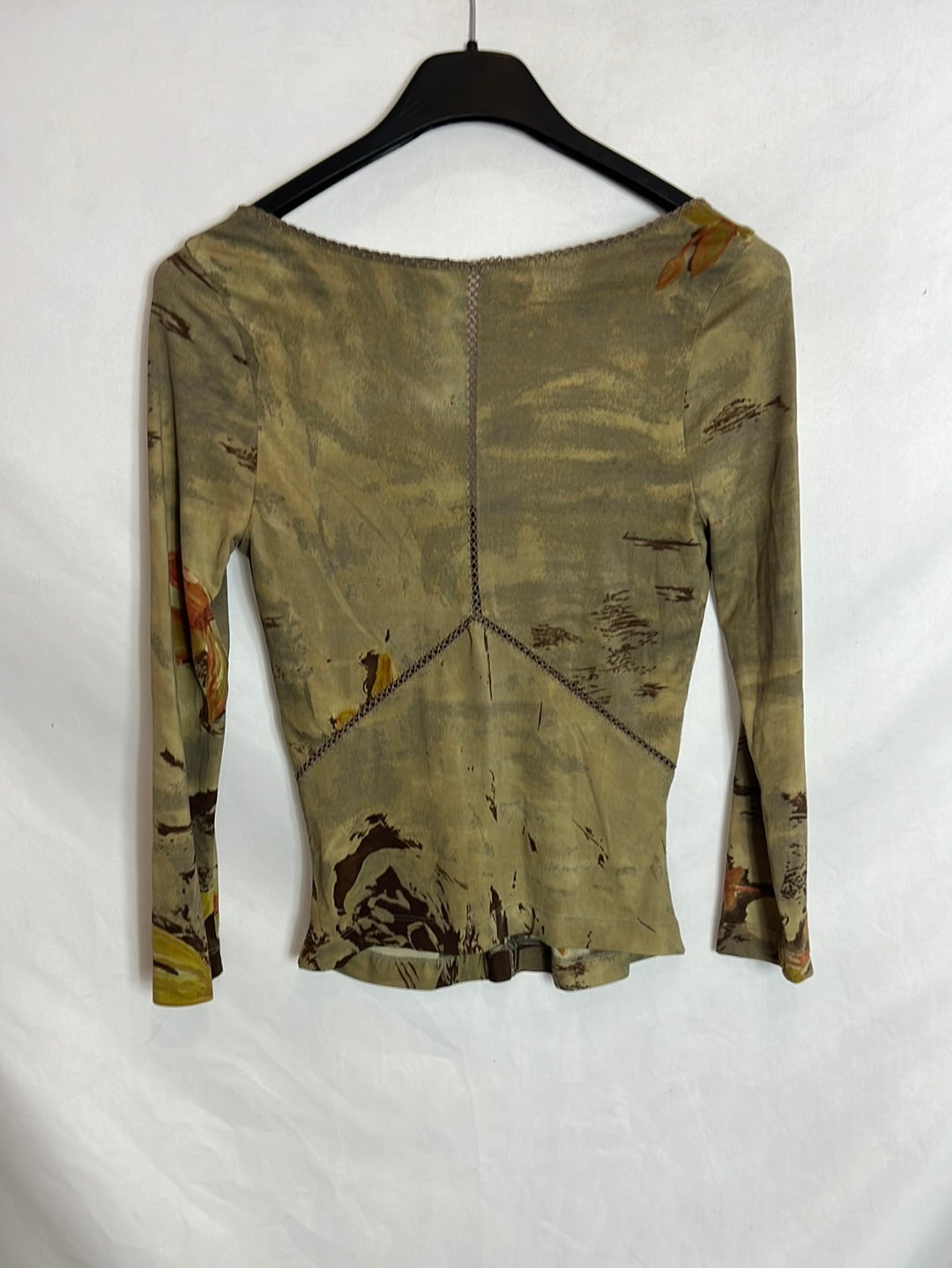 PLEIN SUD JEANS. Green fitted Lycra top. Size 6 (36)