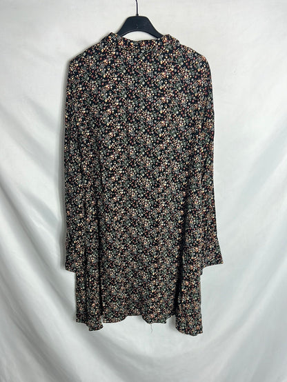 ZARA. Vestido corto camisero flores mini. t S