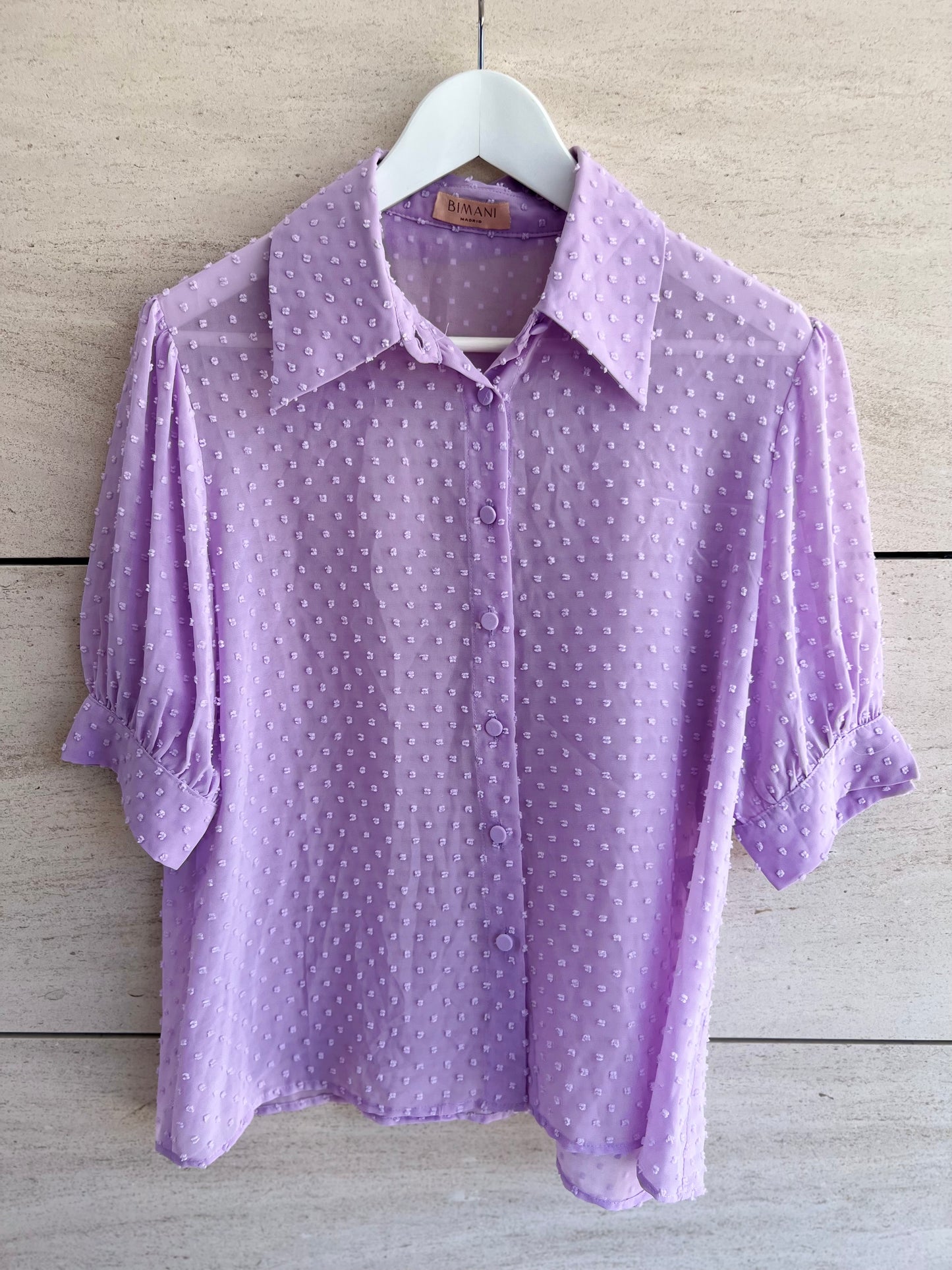 BIMANI. Blusa malva plumeti T.L