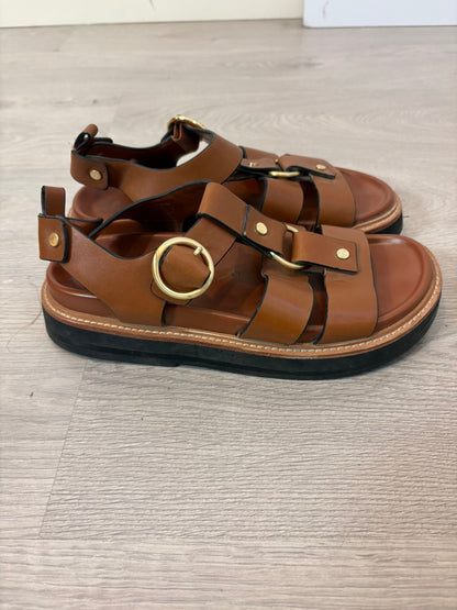 ZARA. Sandalia plana piel hebilla. T 38