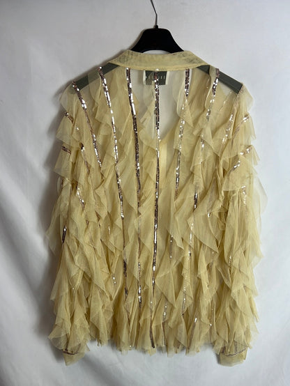 SELEZZA. Pastel sequin tulle blouse. T XS