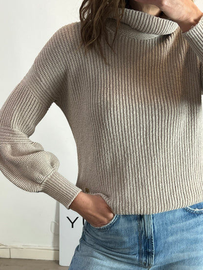 FALCONERI. Beige ruffle-neck sweater. TS