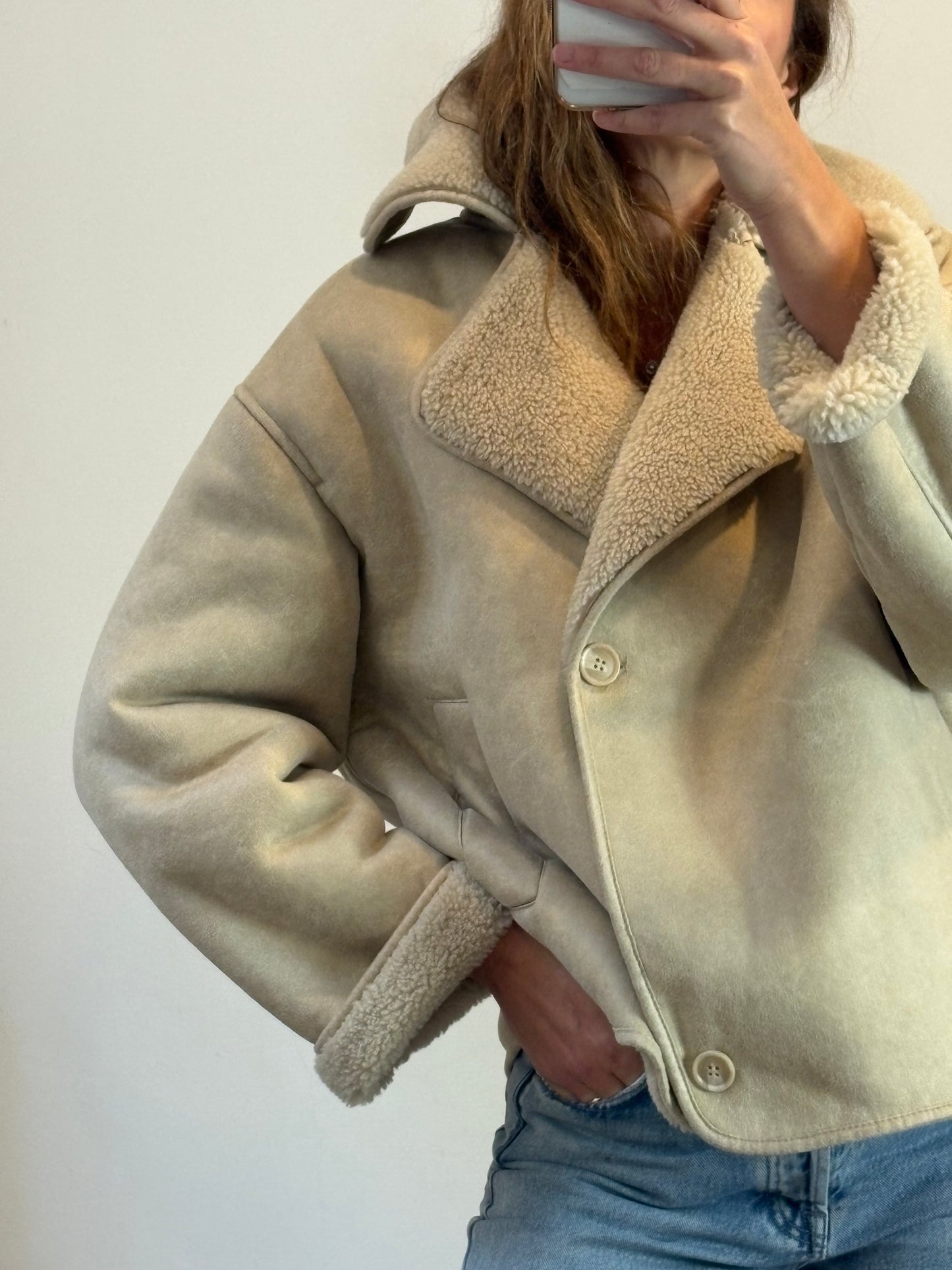 ZARA. Abrigo dobla faz beige